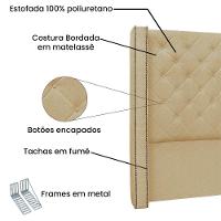 Cabeceira Casal 1,40M Vicenza Linho Dourado - Pallazio - 3