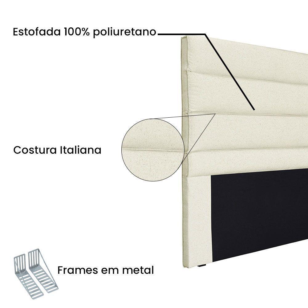 Cabeceira Casal 1,40M La Italiana Linho Rústico Pérola - 3