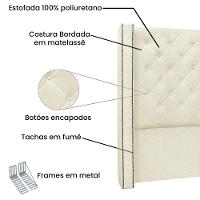 Cabeceira King 1,95M Vicenza Linho Rústico Pallazio Pérola - 3
