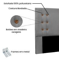 Cabeceira Queen 1,60M Genova Linho Rústico Cinza Escuro - 3