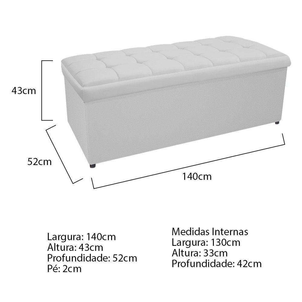 Cabeceira e Calçadeira Copenhague 140Cm Casal Suede Branco - 5