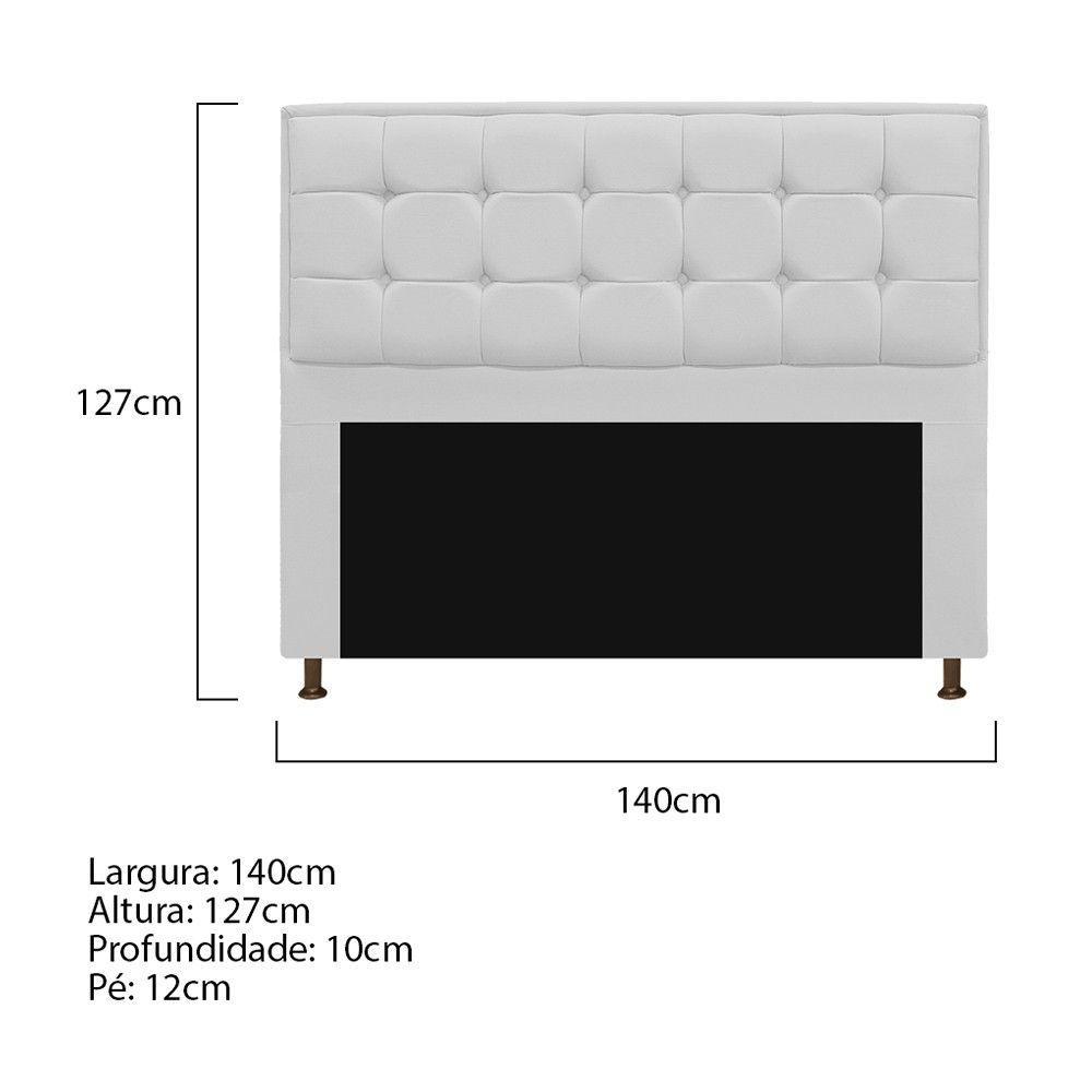 Cabeceira e Calçadeira Copenhague 140Cm Casal Suede Branco - 6