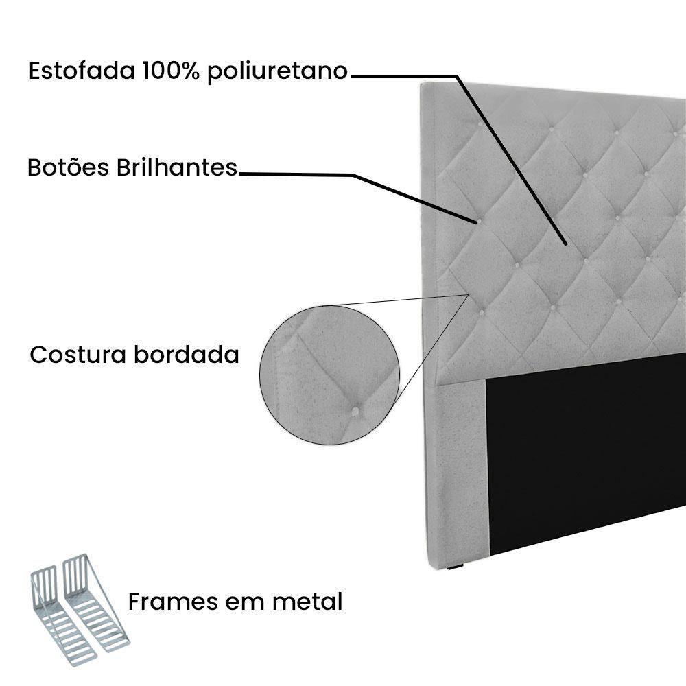 Cabeceira King 1,95M Tânia Linho Cinza Claro - Pallazio - 3