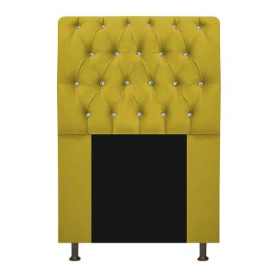 Cabeceira Estofada Lady Com Strass 90cm Queen Size Amarelo