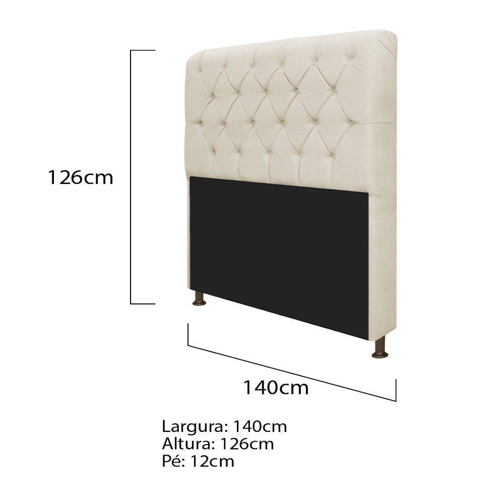 Kit Cabeceira Lady E Recamier Ari 140 Cm Casal Corano Bege - 3