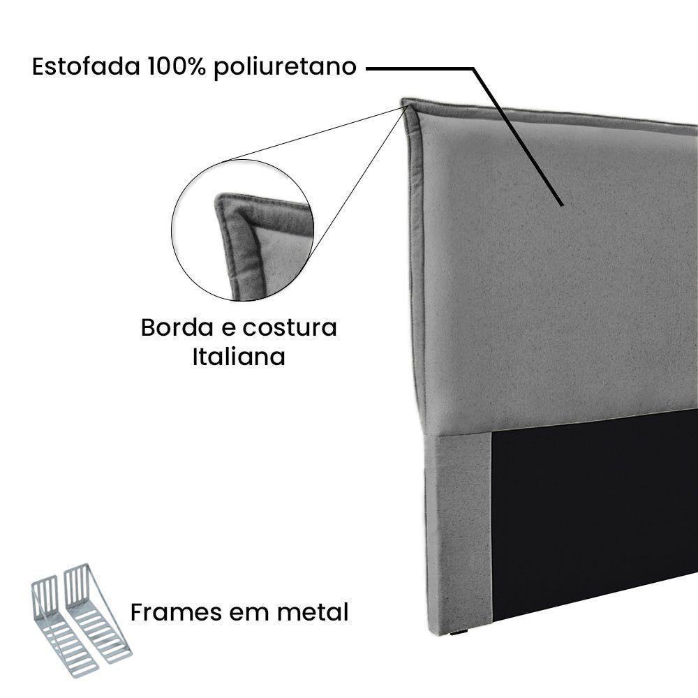 Cabeceira Casal 1,40M Veneza Linho Rústico Cinza Escuro - 2