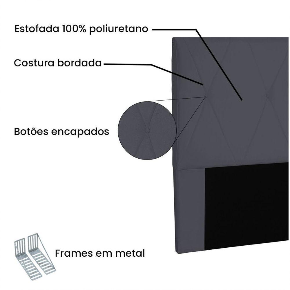 Cabeceira Aquilla Para Cama Box Solteiro 90 Cm Suede - D'rossi Cor Cinza - 3