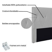 Cabeceira King 1,95M Aquilla Linho Rústico Cinza Claro