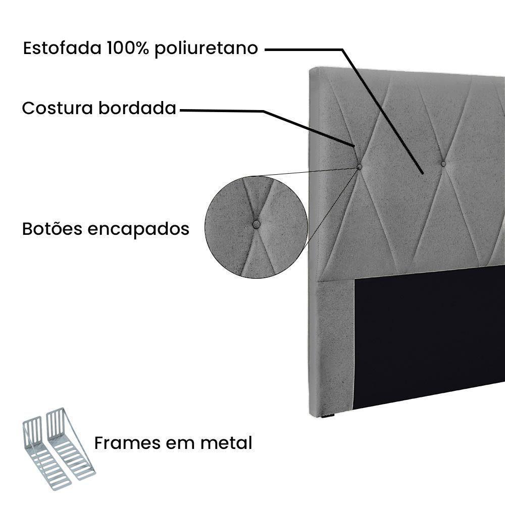 Cabeceira Queen 1,60M Aquilla Linho Rústico Cinza Escuro - 3