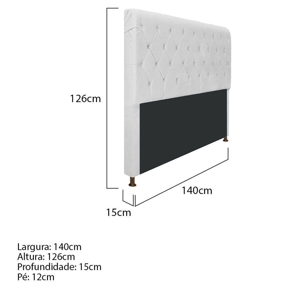 Cabeceira Cristal 140cm Casal Corano Branco - 2