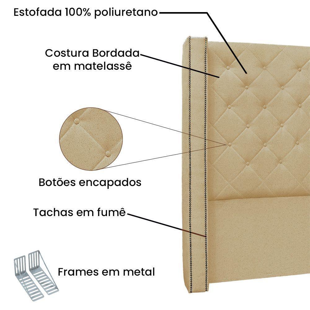 Cabeceira King 1,95M Vicenza Linho Rústico Pallazio Dourado - 3