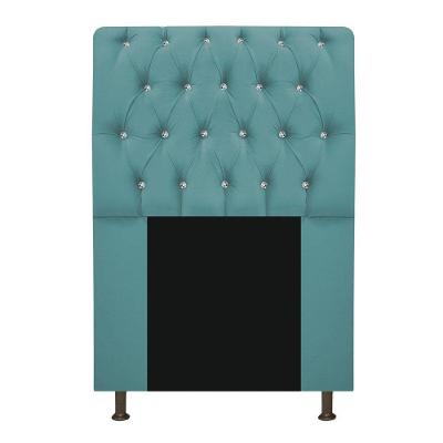 Cabeceira Estofada Lady Com Strass 90cm Queen Azul Turquesa