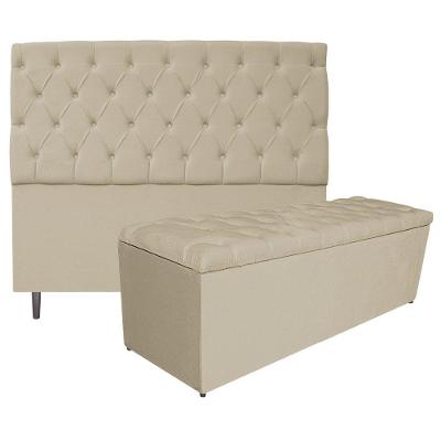 Kit Cabeceira e Calçadeira 160 Cm Queen Size Corano Bege