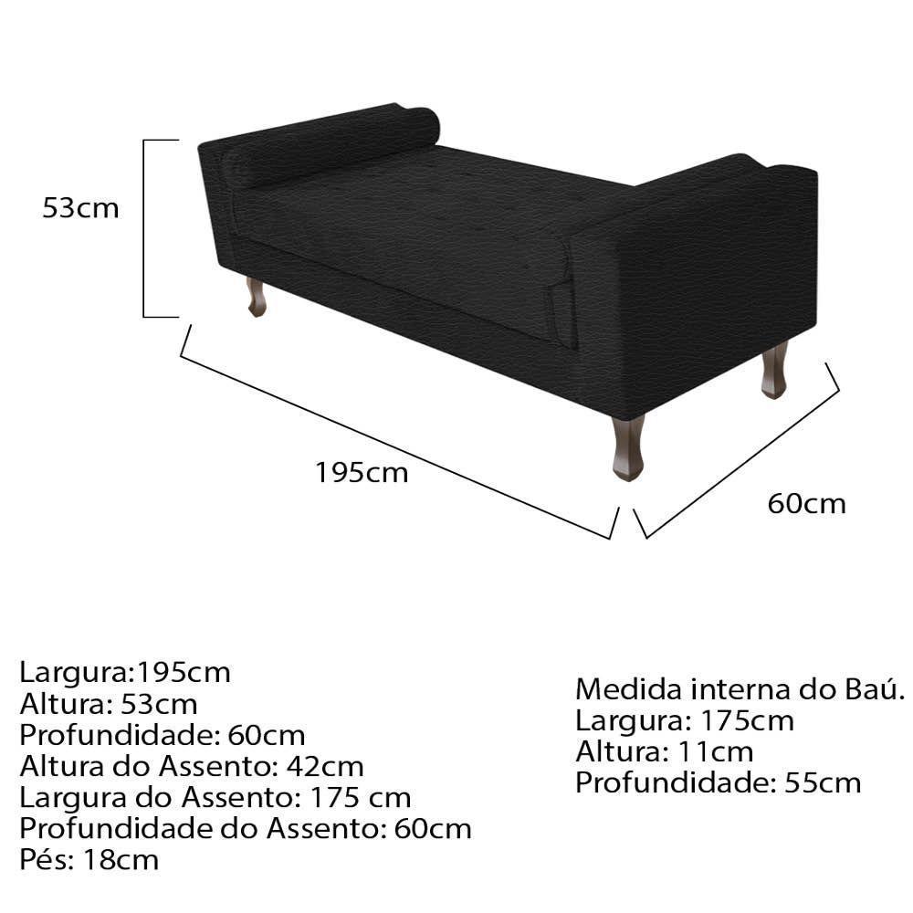 Cabeceira Lady e Recamier Félix 195 Cm King Size Preto - 6