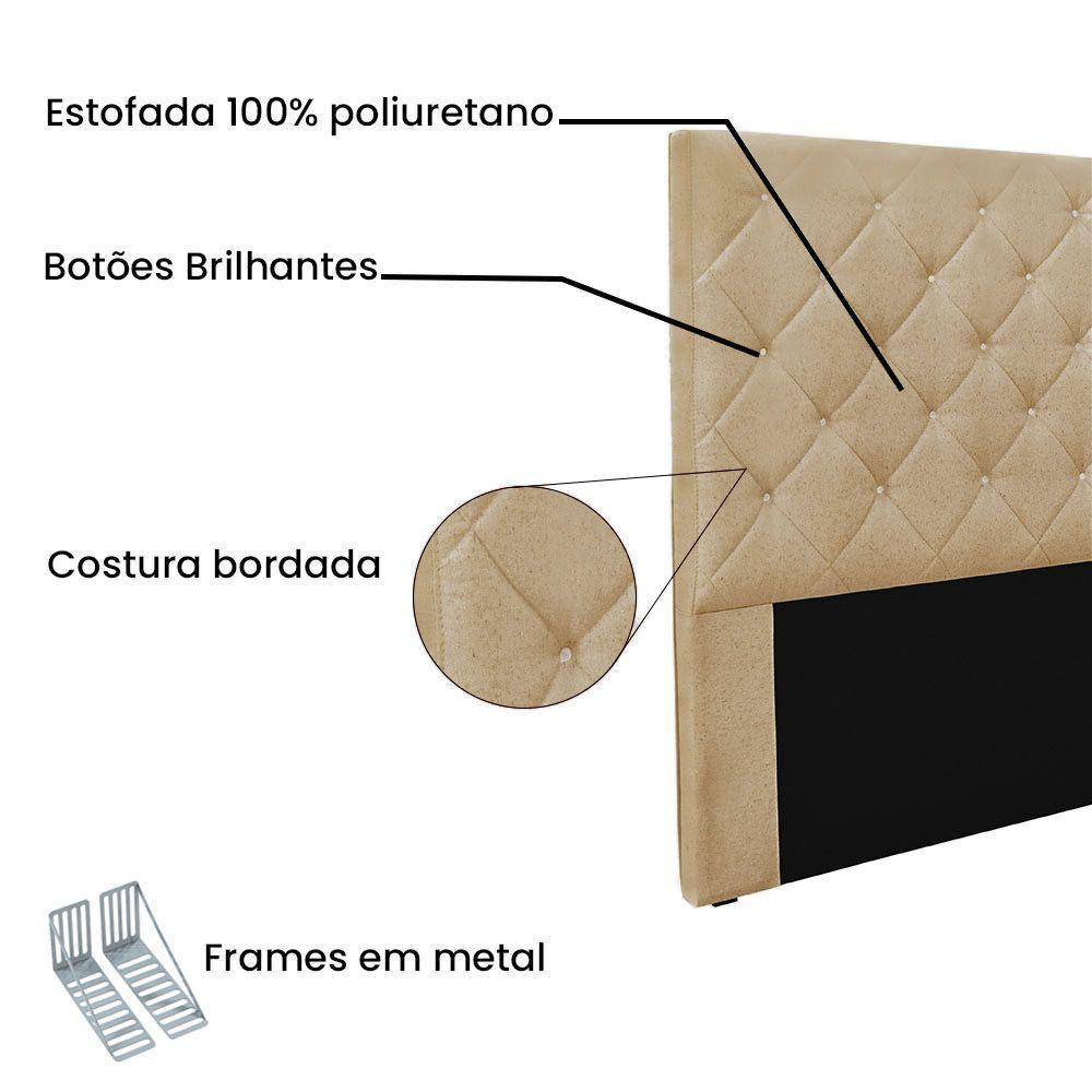 Cabeceira King 1,95M Tânia Linho Rústico Pallazio Dourado - 2