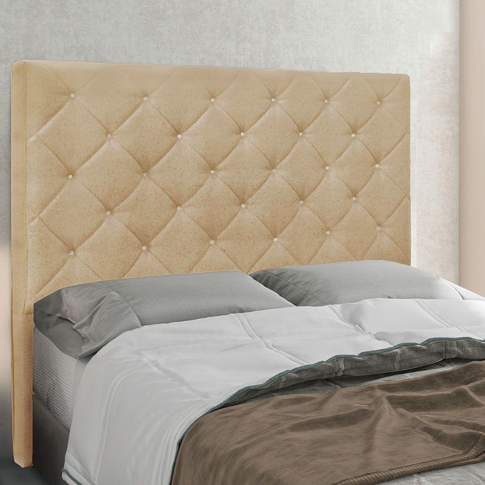 Cabeceira King 1,95M Tânia Linho Rústico Pallazio Dourado - 3