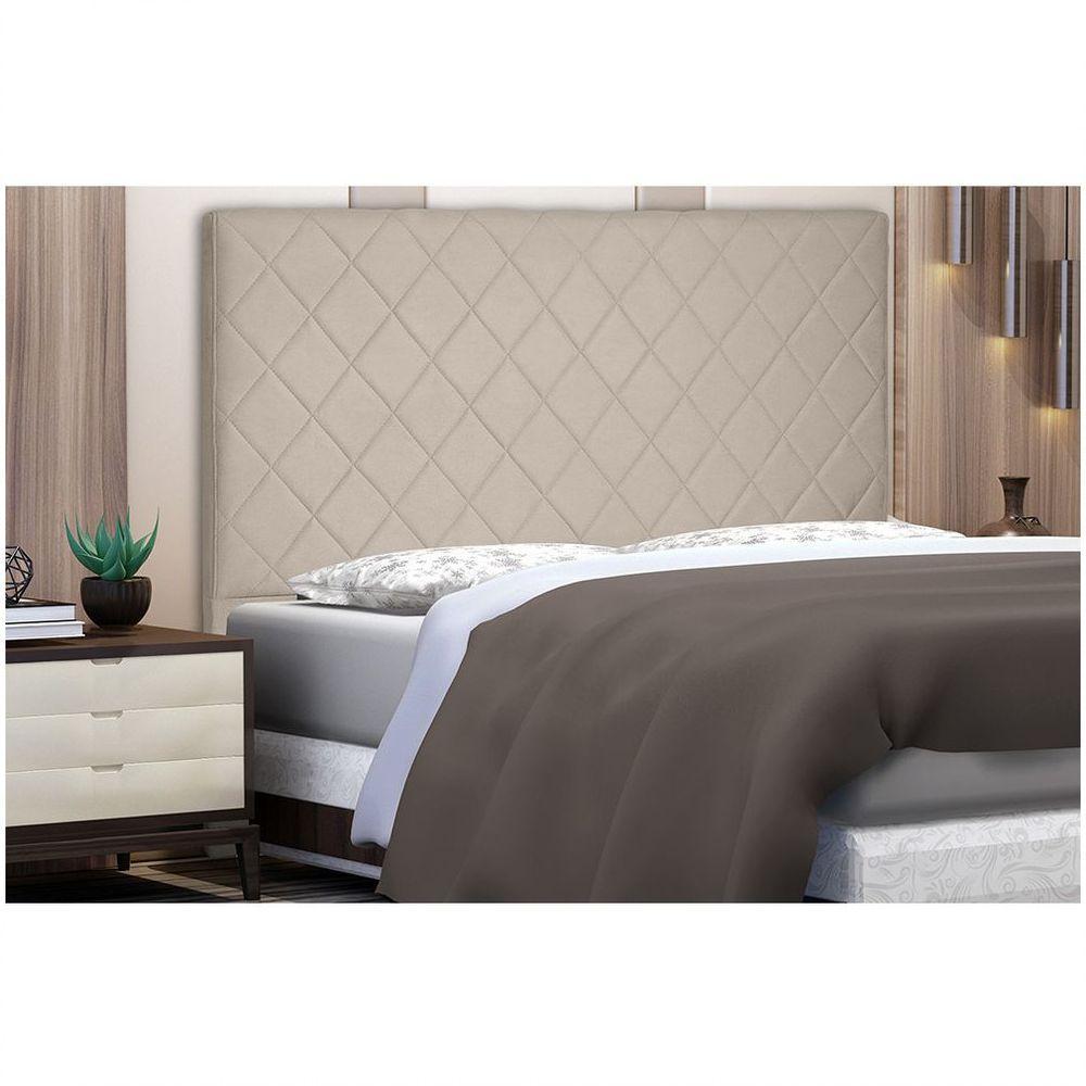 Cabeceira Dubai Para Cama Box Queen 160cm Suede Bege - D'Rossi - 4
