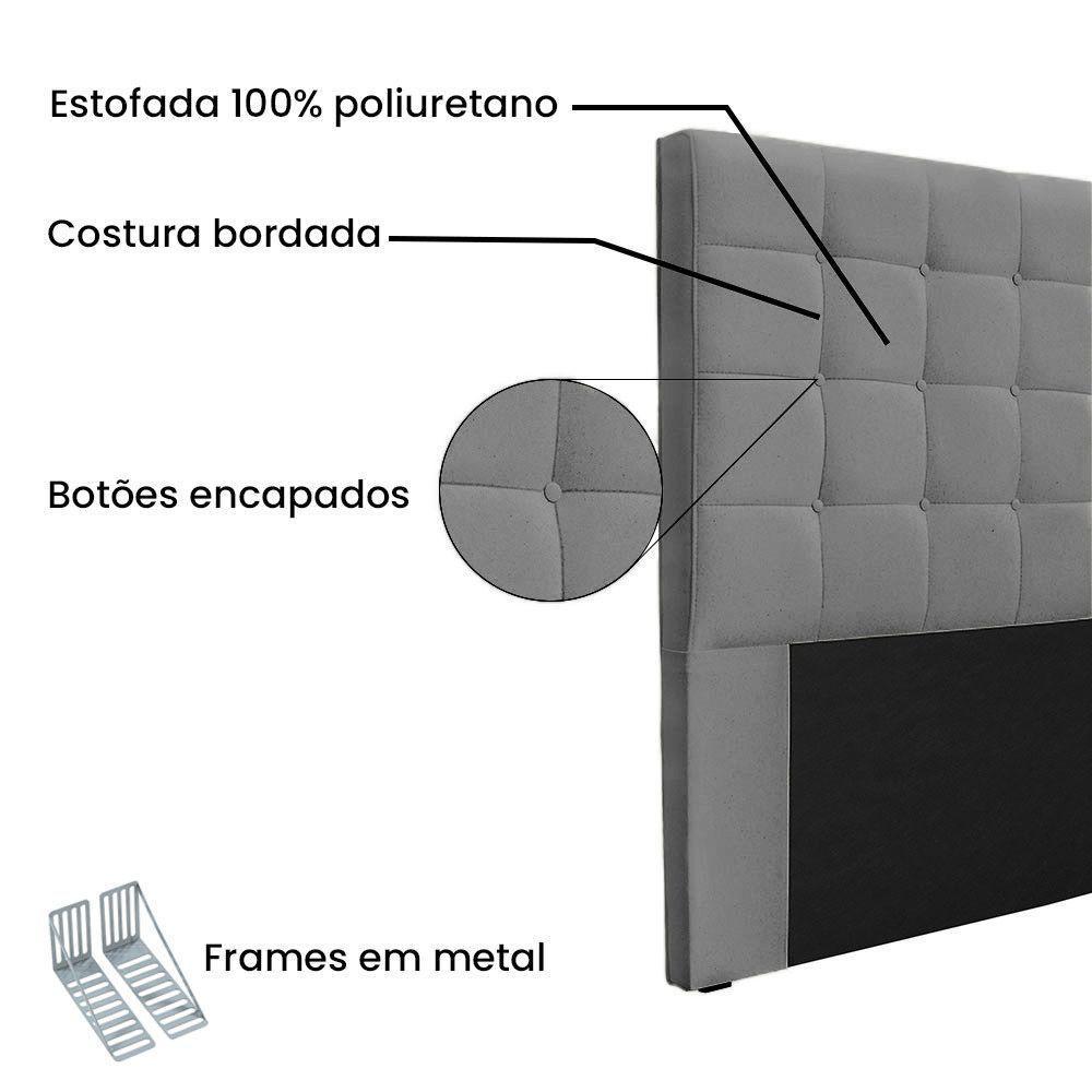 Cabeceira King 1,95M Verona Linho Rústico Cinza Escuro - 2