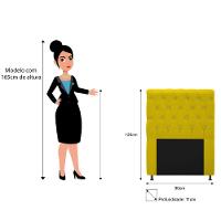 Cabeceira Cristal 90cm Solteiro com Strass Suede Amarelo - 2