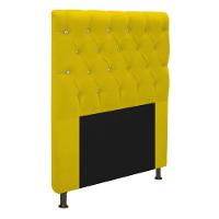 Cabeceira Cristal 90cm Solteiro com Strass Suede Amarelo - 3