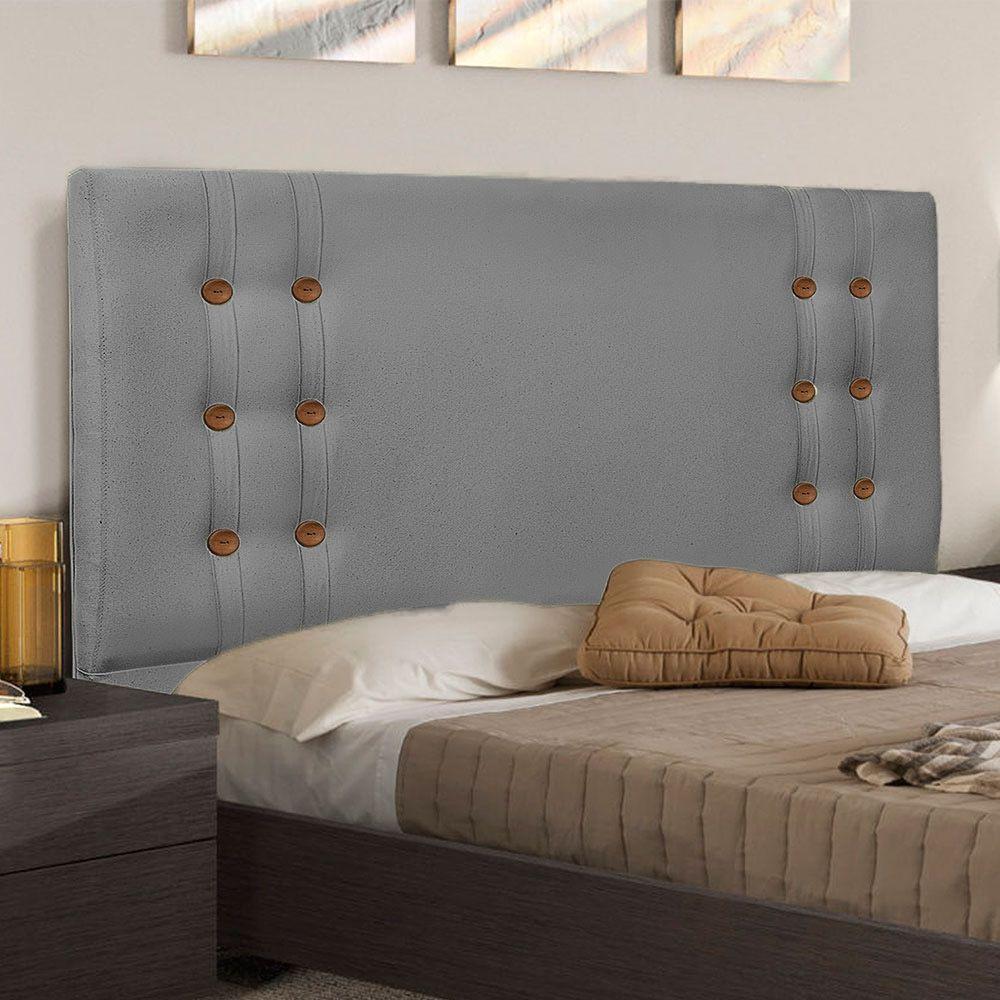 Cabeceira King 1,95M Genova Linho Rústico Cinza Escuro - 3