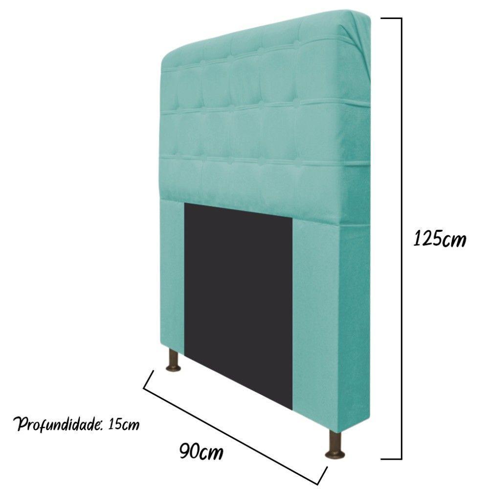 Cabeceira Estofada Dama 90 Cm Solteiro Suede Azul Tiffany - 2