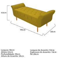 Cabeceira Lady e Recamier Ari 90Cm Solteiro Suede Amarelo - 13