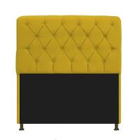 Cabeceira Lady e Recamier Ari 90Cm Solteiro Suede Amarelo - 14