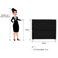 Cabeceira Cristal 195cm King Size com Strass Suede Preto - 2