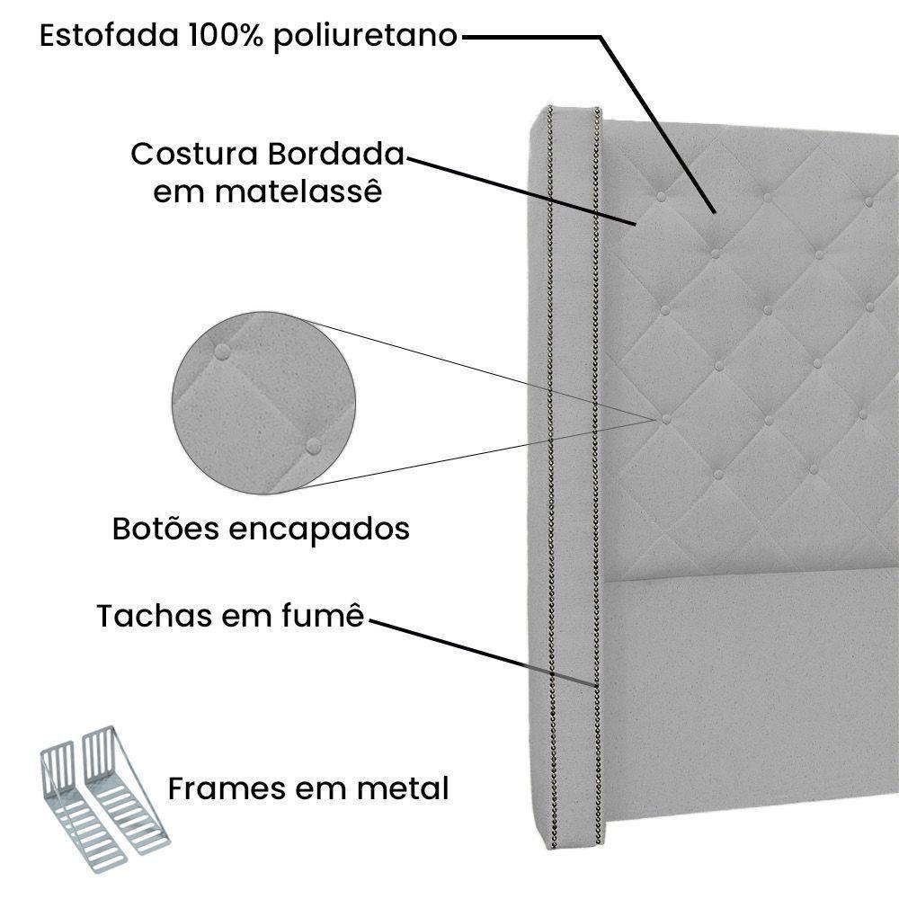 Cabeceira King 1,95M Vicenza Linho Cinza Claro - Pallazio - 3