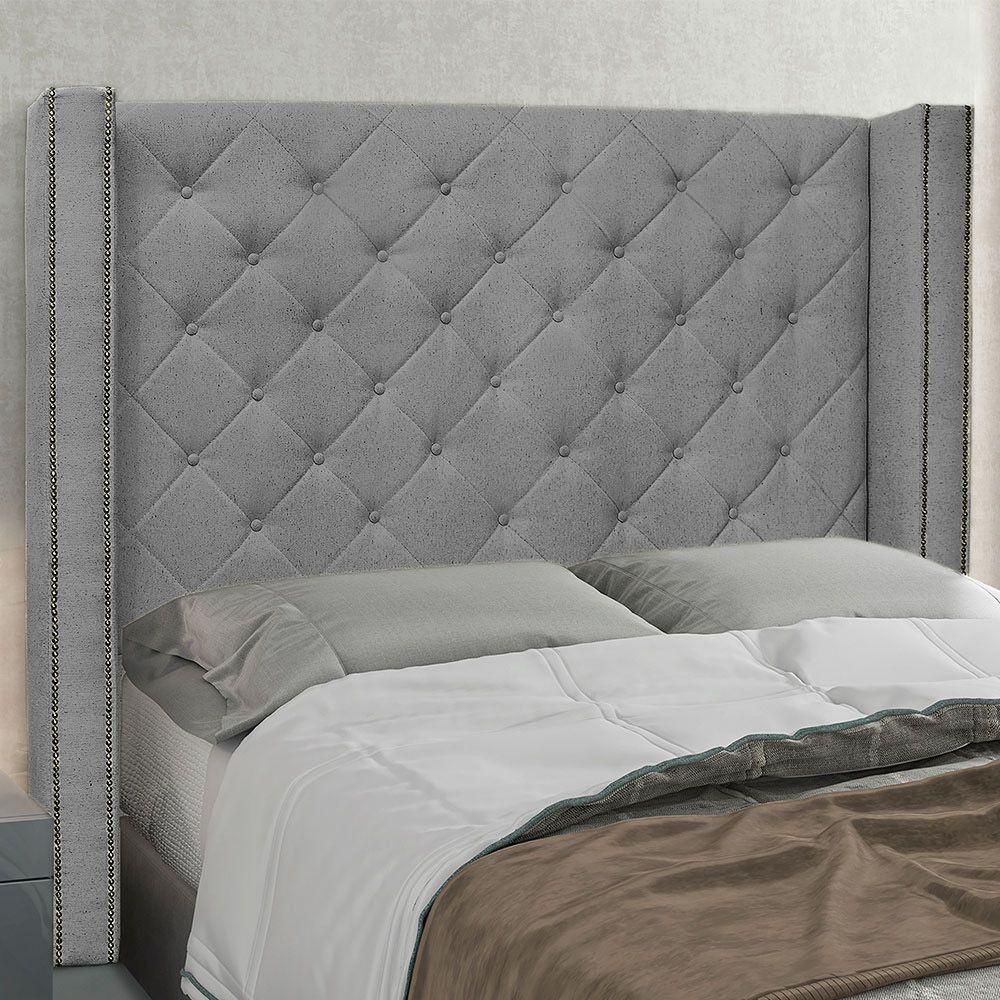 Cabeceira Casal 1,40M Vicenza Linho Rústico Cinza Escuro - 3