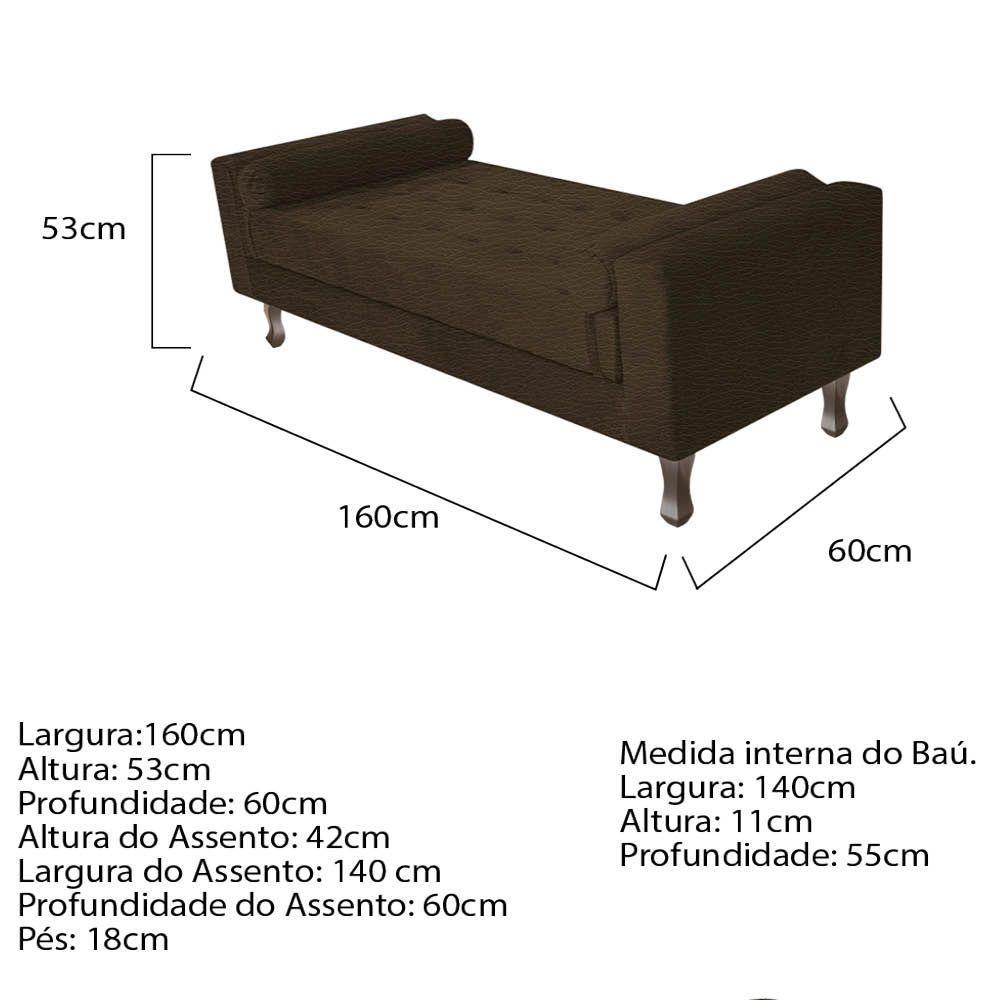 Cabeceira Lady e Recamier Félix 160 Cm Queen Size Marrom - 4