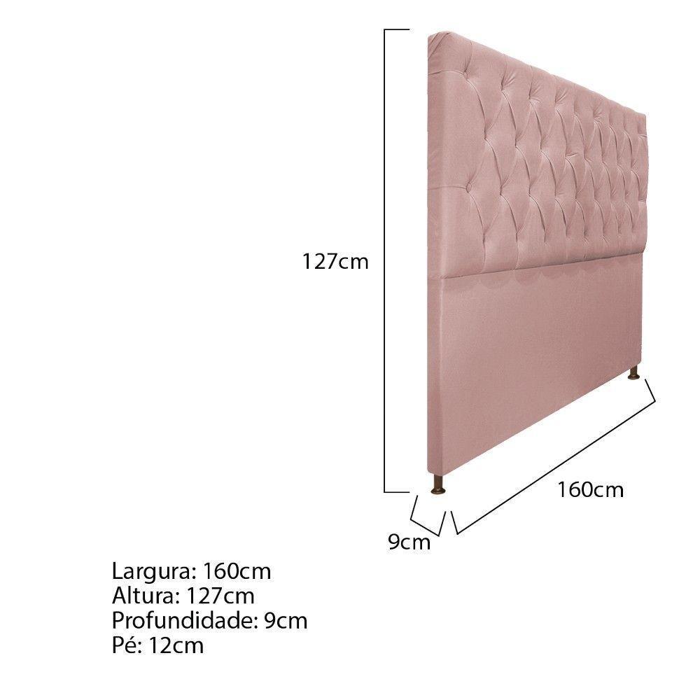 Cabeceira Sofia 160 Cm Queen Size Suede Rosê Amarena Móveis - 4