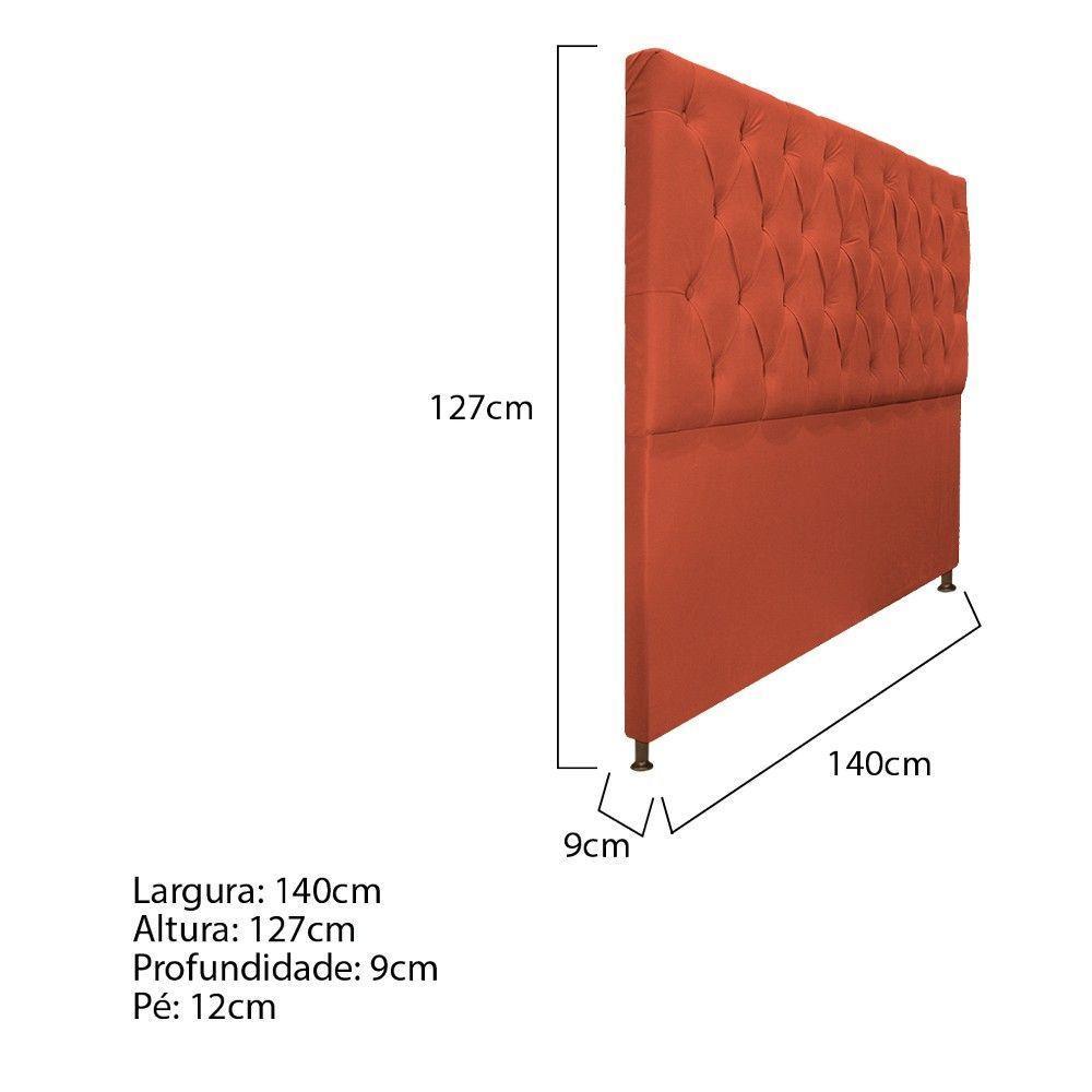 Cabeceira Sofia 140 Cm Casal Suede Terracota - 4