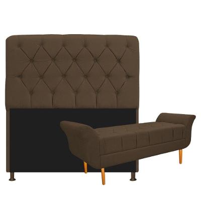 Cabeceira Lady E Recamier Ari 160Cm Queen Size Suede Marrom