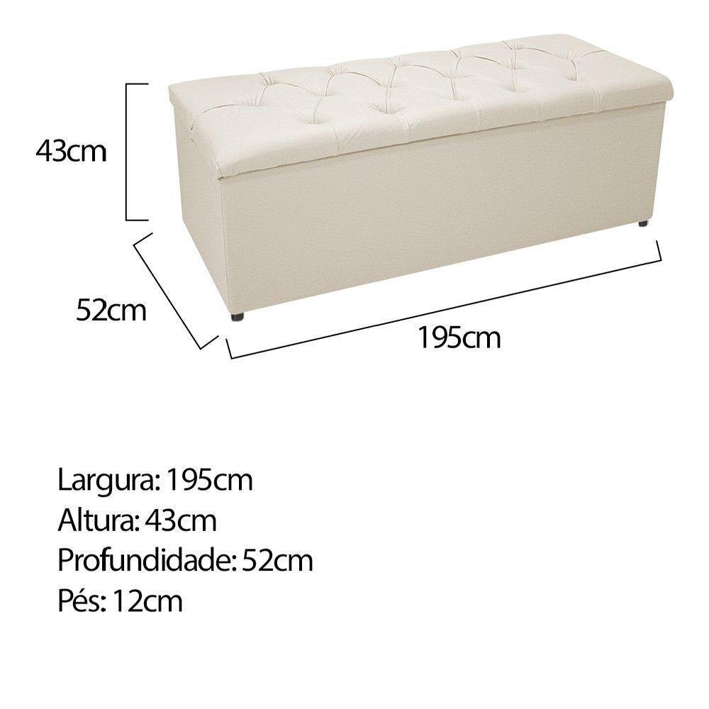 Cabeceira e Calçadeira Baú Mel 195 Cm King Size Bege - 4