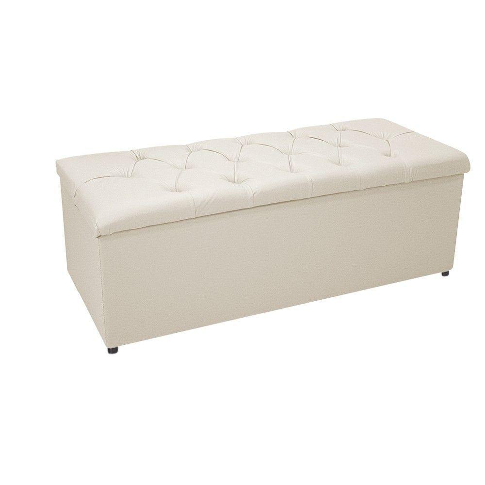 Cabeceira e Calçadeira Baú Mel 195 Cm King Size Bege - 5