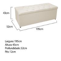 Cabeceira e Calçadeira Baú Mel 195 Cm King Size Bege
