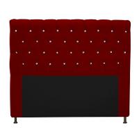 Cabeceira Cristal 160cm Queen Size com Strass Suede Bordô - 1