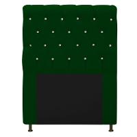 Cabeceira Cristal 90cm Solteiro com Strass Suede Verde - 1