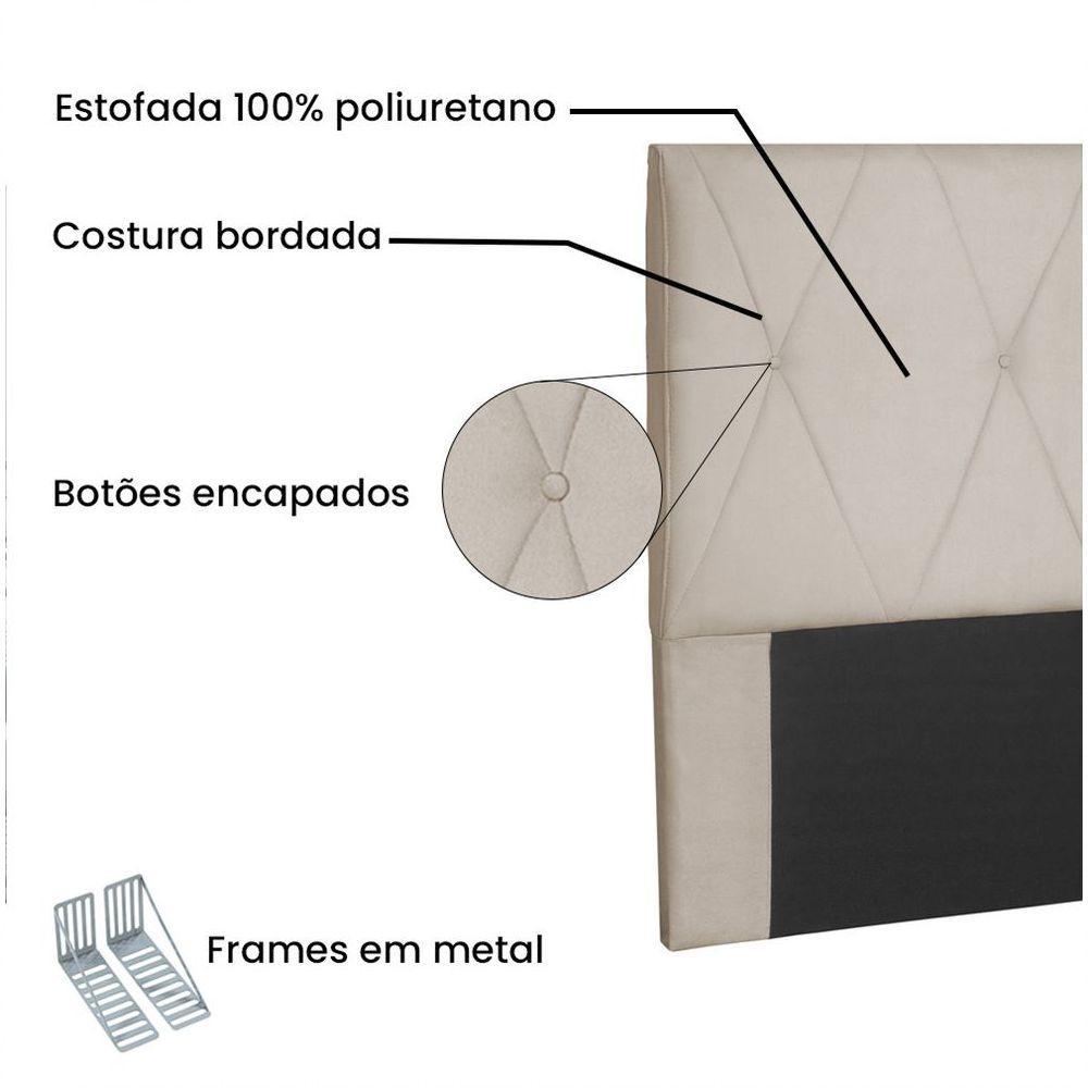 Cabeceira Aquilla Para Cama Box Queen 160cm Suede - D'Rossi Bege - 3