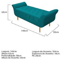 Kit Cabeceira Lady e Recamier Ari 140 Cm Casal Suede Azul - 3