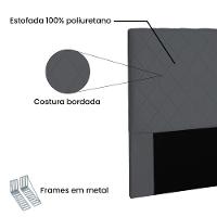 Cabeceira Dubai Para Cama Box Solteiro 90cm Suede - D'Rossi Cinza - 3