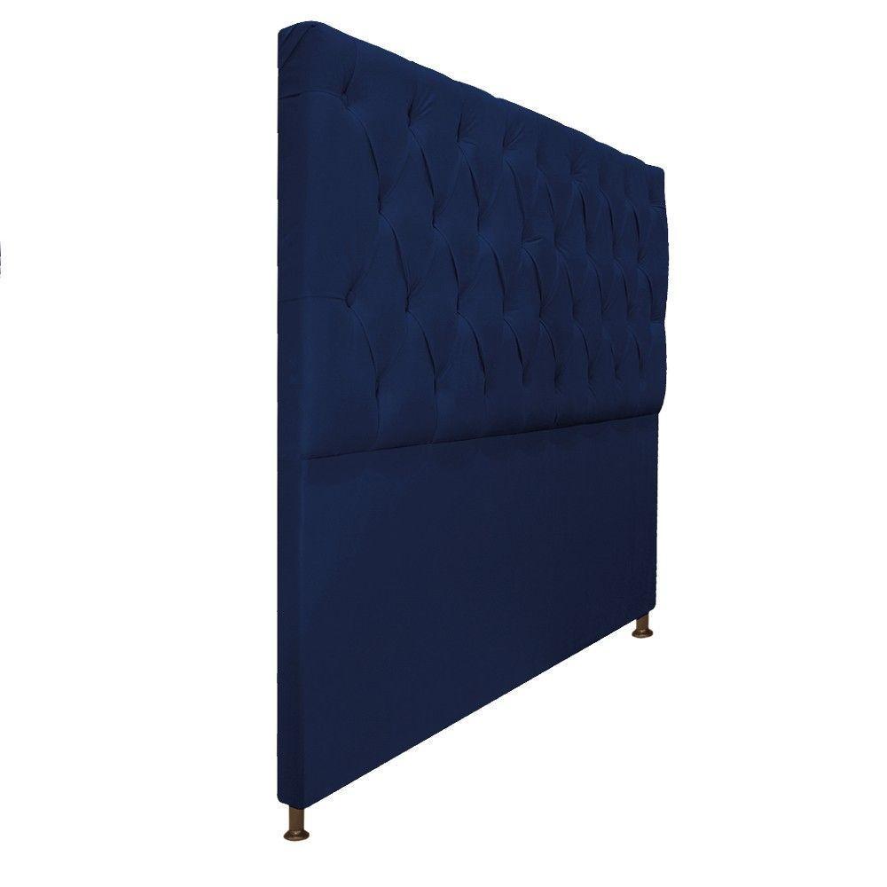 Cabeceira Sofia 140 Cm Casal Suede Azul Marinho - 5