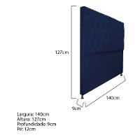 Cabeceira Sofia 140 Cm Casal Suede Azul Marinho
