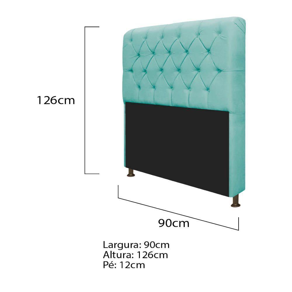 Cabeceira Lady e Recamier Félix 90 Cm Solteiro Azul Tiffany - 3
