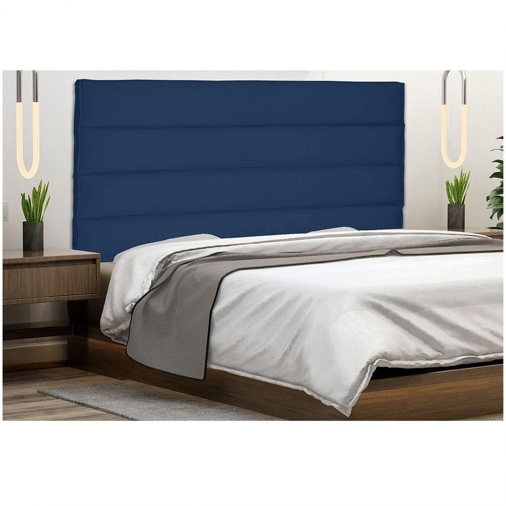 Cabeceira La Italiana Para Cama Box Solteiro 90 Cm Suede - D'rossi Cor Azul Marinho - 4