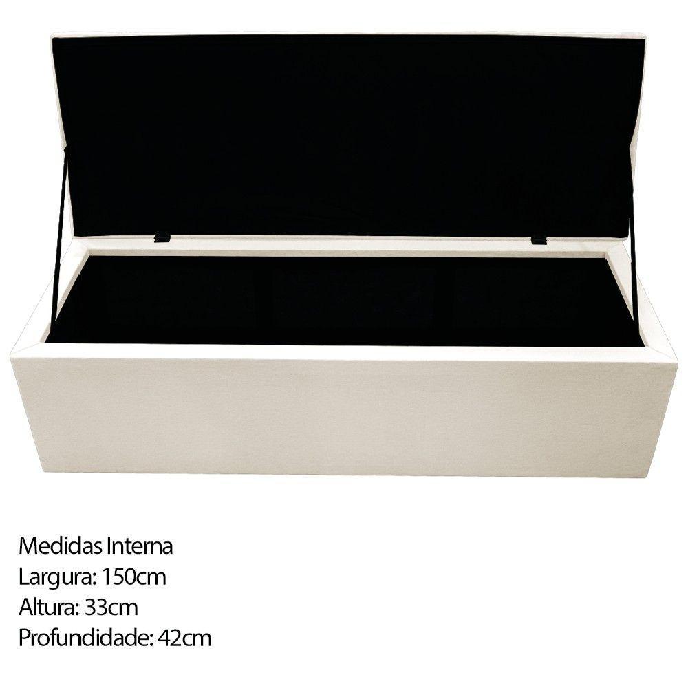 Cabeceira e Calçadeira Baú Mel 160 Cm Queen Size Bege - 2