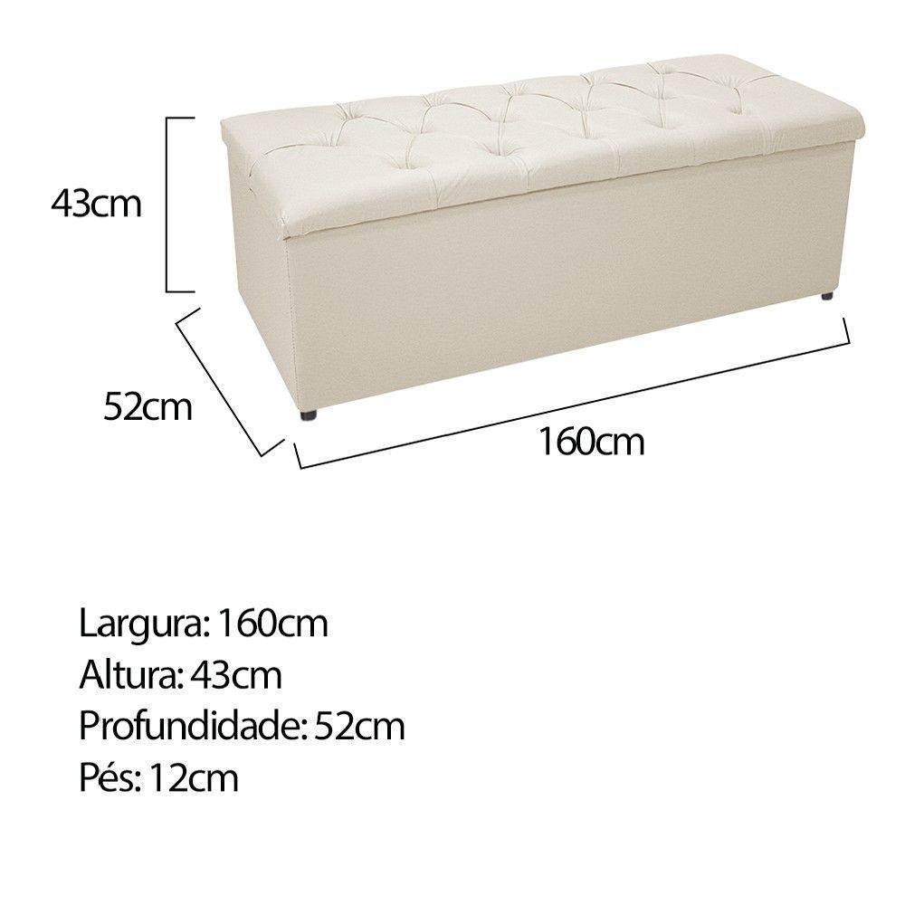 Cabeceira e Calçadeira Baú Mel 160 Cm Queen Size Bege - 5