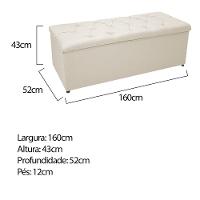 Cabeceira e Calçadeira Baú Mel 160 Cm Queen Size Bege - 5